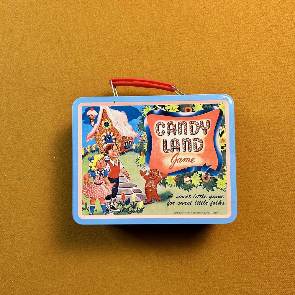 Candy Land Tin Lunchbox – Blue with Red Handle